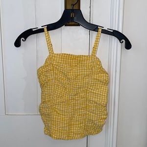 Girls Abercrombie yellow and white tank top.